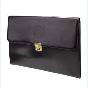 Loewe Vintage Auth Smooth Black Leather Briefcase/document Holder Unisex. MA75